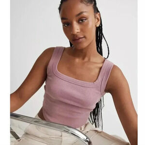 Madewell The Tailored Crop Tank in Dusty Pink Size Small